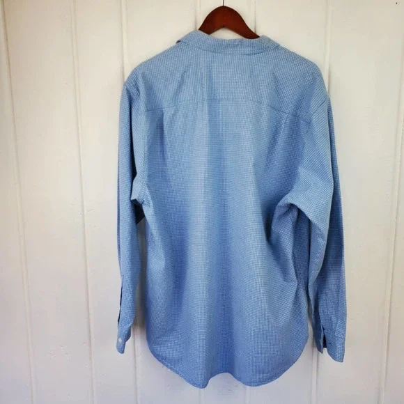 Bke Division Blue White Checkered Casual Collared Button Front Shirt Mens Medium - Picture 6 of 9